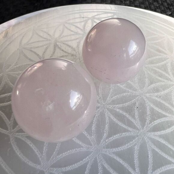 Rose Quartz Crystal Marble Sphere (Set‎ of 2) - Picture 1 of 6